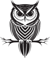 Black and white owl silhouette, vector illustration