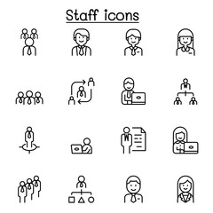 Staff icon set in thin line style