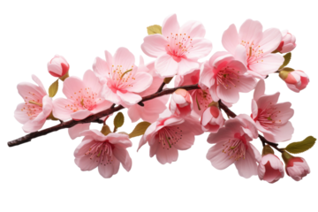 Delicate Pink Cherry Blossoms Branching Out in Springtime on a Clear PNG or White Background.