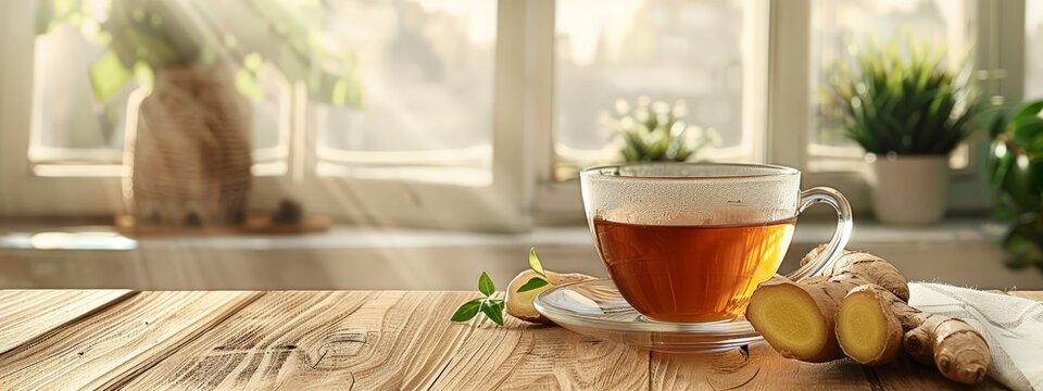 ginger tea banner with copy space
