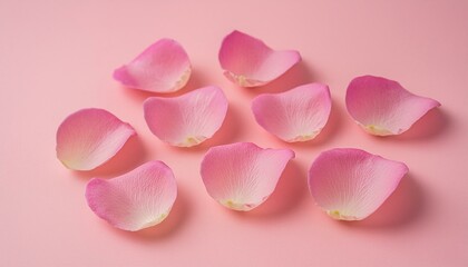 Minimal style Pink rose petals set on pastel pink background