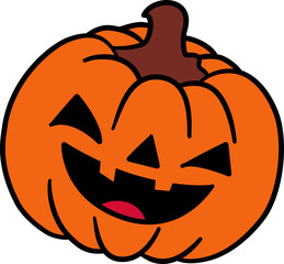 Carved Halloween Pumpkin Silhouette on White Background