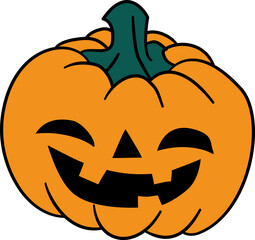 Carved Halloween Pumpkin Silhouette on White Background