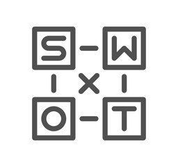 Swot analysis related icon outline and linear vector.
