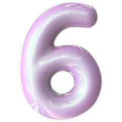 6 Number Pink Color 3D Render