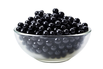 A Bowl of Shiny Black Boba Pearls Ready for a Delicious Treat on a Clear PNG or White Background.