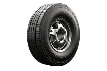 Fototapeta premium A Close-Up View of a Rugged Truck Tire Against a White Background on a Clear PNG or White Background.