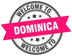Welcome to Dominica stamp. Dominica round sign