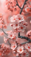 Obraz premium Elegant Japanese Cherry Blossom Motifs with Soft Focus Impasto Oil Painting Effect