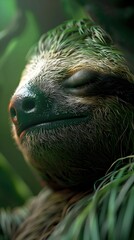 Obraz premium Meditative Sloth Portrait:Algae-Streaked Fur,Cinematic Rendering