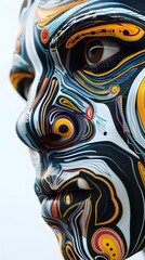 Obraz premium Mesmerizing Mayan-inspired Biomorphic Body Painting with Flowing Organic Lines and Vibrant Pigments