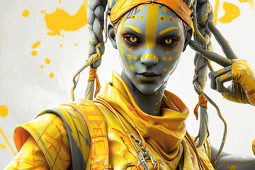 Eccentric fun freak, fake scandalous girl lifestyle. The concept of unusual traditions. AI generated.