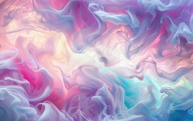 Fototapeta premium Abstract colorful smoke art with swirling pastel hues of pink, purple, and blue. Creative background ideal for art and design projects.