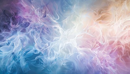 Fototapeta premium Abstract colorful smoke or cloud pattern with soft pastel hues of blue, purple, and pink, creating a dreamy and ethereal atmosphere.