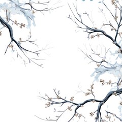 Fototapeta premium White Background Vector Featuring Delicate Snowy Branches in Elegant Style