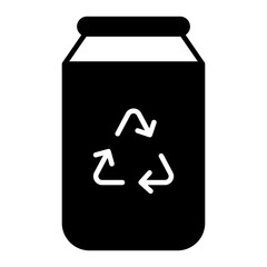 can recycle icon. black fill icon
