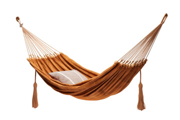 Obraz premium A Golden Hammock Beckons Relaxation In The Warm Afternoon Sun on a Clear PNG or White Background.