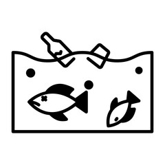 marine litter icon. black fill icon