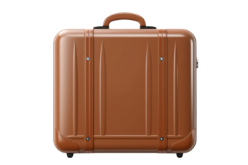 A Vintage Brown Suitcase Ready For A Journey on a Clear PNG or White Background.
