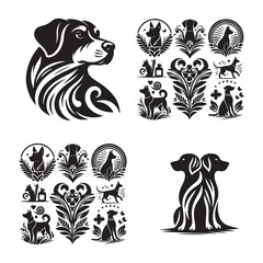 dog vector outline illustration Flat design dog and silhouette illustration vector eps 