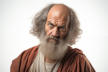 Obraz premium Philosopher Socrates on a white background. Topics related to philosophy. Greek antiquity. Philosophy of Stoicism. Socratic.
