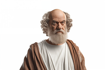Naklejka premium Philosopher Socrates on a white background. Topics related to philosophy. Greek antiquity. Philosophy of Stoicism. Socratic.