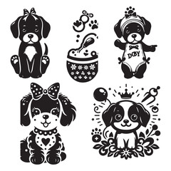 Fototapeta premium dog vector outline illustration Flat design dog and silhouette illustration vector eps 