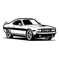 Obraz premium vector illustration, silhouette, car illustration, illustration of a car, car isolated on white background, black and white car, 