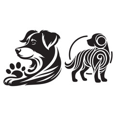 Obraz premium dog vector outline illustration Flat design dog and silhouette illustration vector eps 