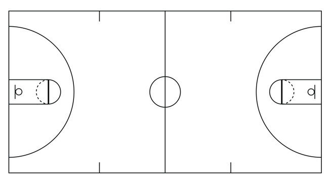 black and white basketball court outline clip art preview