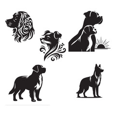 dog vector outline illustration Flat design dog and silhouette illustration vector eps 