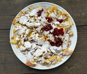Kaiserschmarren with cranberries on a plate