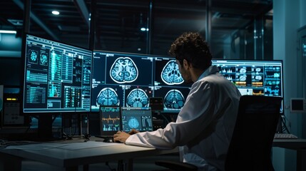 The doctor analyzing brain scans