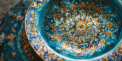 Ornate Islamic Ceramic Plate with Luxurious Detail