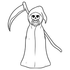 grim reaper illustration hand drawn outline vector