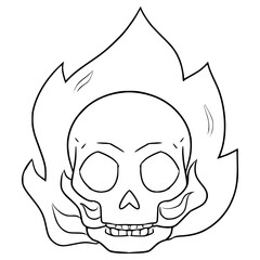 fire skull illustration hand drawn outline vector