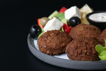 Traditional Arabian Food , Falafel with dipping , Hummus