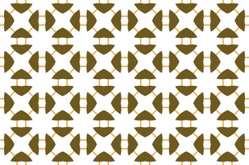 A pattern design of brown squares and triangles and orange circle on a white background