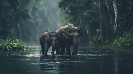 Poster de jardin  Wild elephant in the beautiful forest  © t a k a h i r o