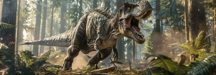 Obraz premium Primeval T-Rex in Lush Jungle