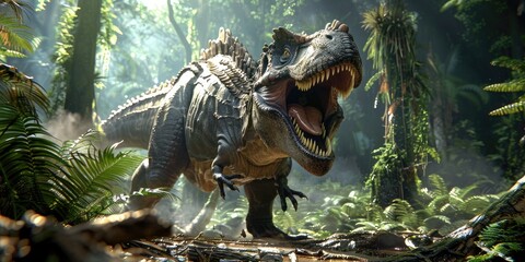 Obraz premium Ferocious Tyrannosaurus Rex in Jungle