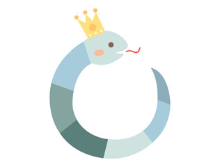 巳年の年賀状などにも使える可愛い蛇のキャラクターをフレームにしたイラスト