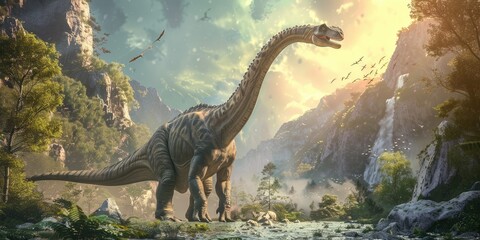 Brachiosaurus Amongst Prehistoric Foliage