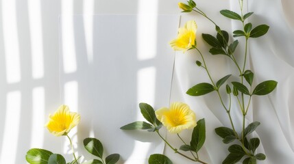 A white background with a yellow flower arrangement