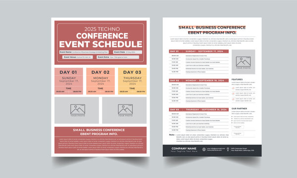 Event Schedule layout design template with unique design style concept	