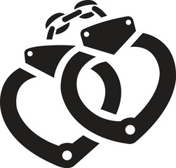 a heart shape handcuff vector illustration