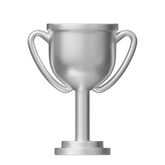 3d realistic silver trophy cup. Stock vector illustration on isolated background.	
