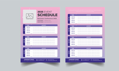 Event Schedule layout design template with unique design style concept