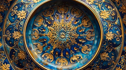 Ornate Islamic Ceramic Plate with Luxurious Detail