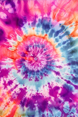 Tie dye shibori psychedelic 60s, 70s pattern. Watercolor vivid abstract texture. Tie Dye colourful background. Hand drawn ornamental. Print for textile, fabric, wallpaper